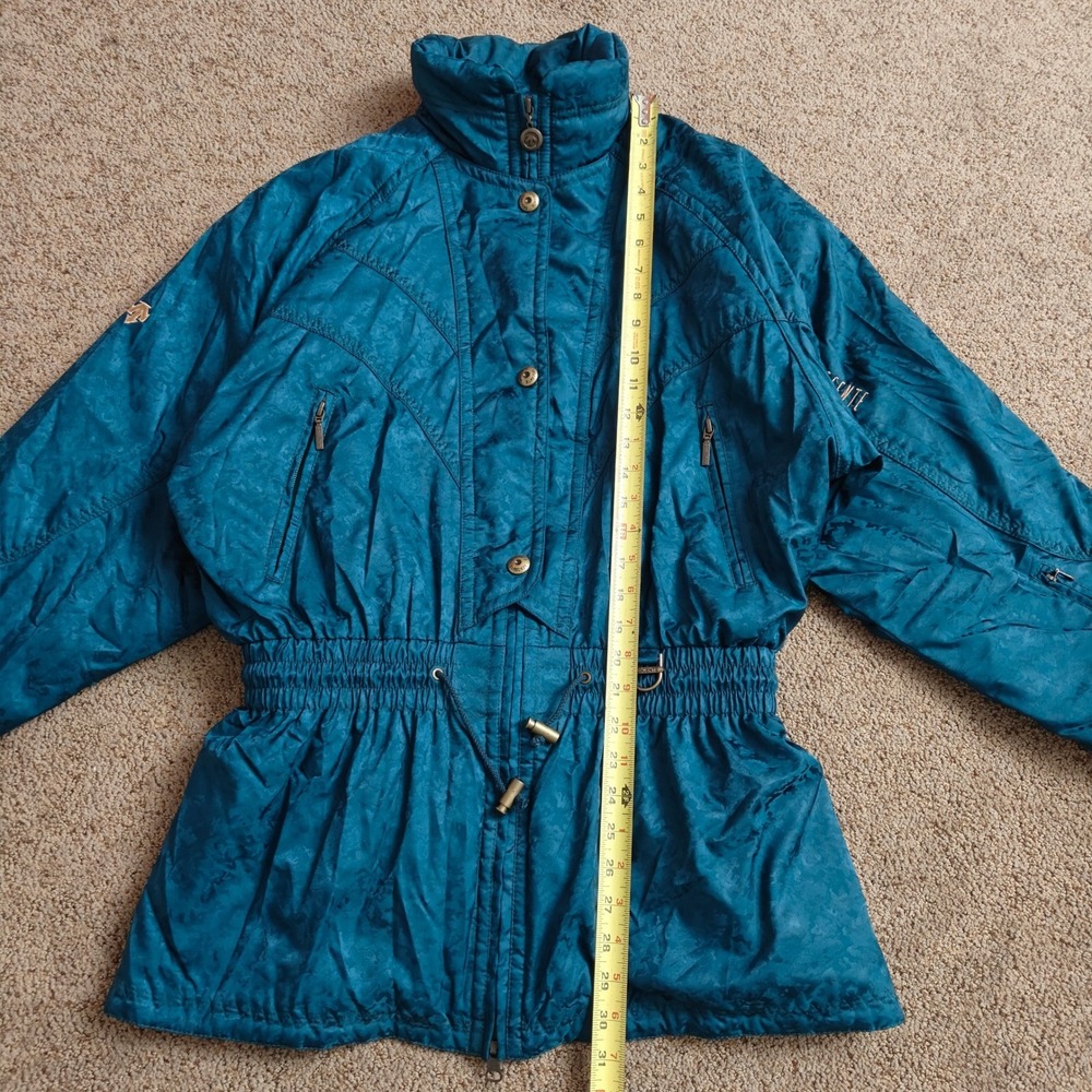 Vintage Descente‎ Teal Floral Ski Jacket Women's Size 10 Winter Warm Coat - Picture 12 of 16